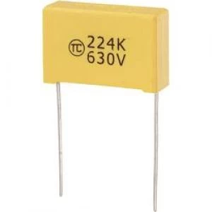 Image of MKS thin film capacitor Radial lead 0.22 uF 630 Vdc 5 22.5mm L x W x H 26.5 x 8.5 x 17mm