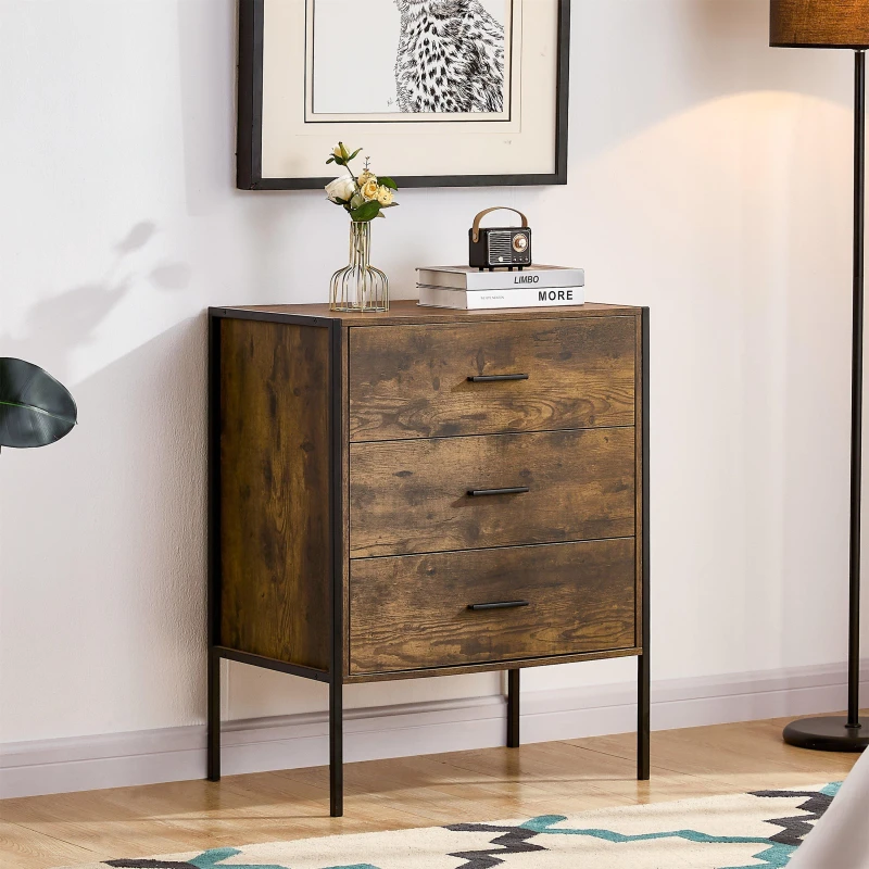 Image of Lassic Vida Designs Brooklyn 3 Drawer Chest Dark Wood unisex 3 Drawer