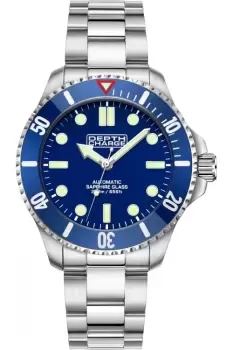 Image of Depth Charge 42mm Stainless Steel Blue Dial Dive Watch, Japanese Automatic, Blue Ceramic Bezel, Sapphire Glass, 200m Water Resistance.
