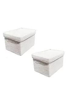 Image of Set Of 2 Kids Storage Basket Organiser With Handles 38 x 26 x 20 cm
