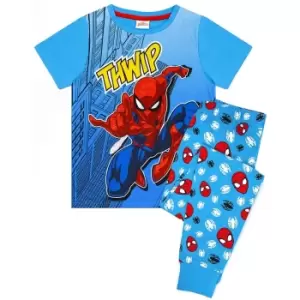 Image of Spider-Man Childrens/Kids Comic Pyjama Set (2-3 Years) (Blue/Red/White)