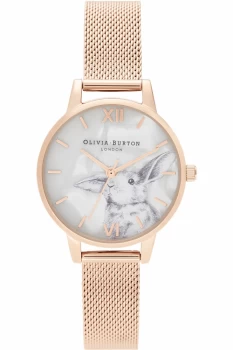 Image of Olivia Burton Faux MOP Dial & Rose Gold Mesh Watch OB16WL85