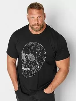 Image of BadRhino Badrhino Black Constellation Skull T-Shirt, Black, Size 5-6Xl, Men