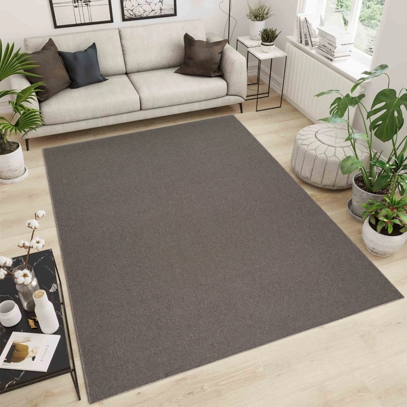 Image of Simple Low Pile Modern Tufted Area Rugs For Living Room With Felt Backing Dark Beige 200X290 Cm