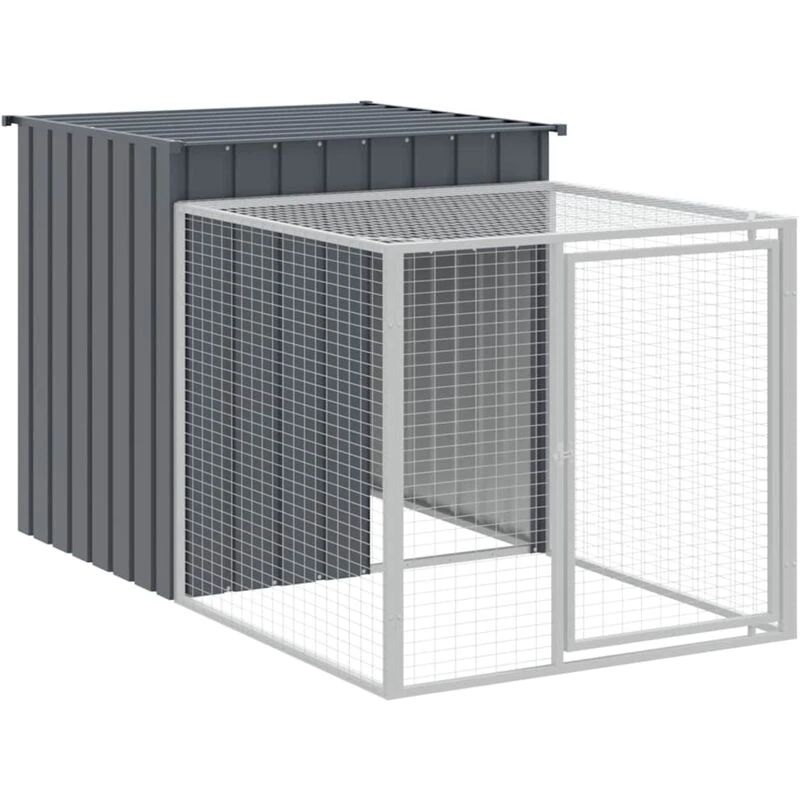 Image of VIDAXL Chicken Cage with Run Anthracite 110x201x110cm Galvanised Steel Vidaxl 8720845903886