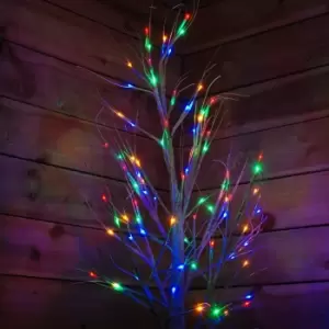 Image of 1.2m Christmas Birch Tree with 48 Multicoloured LEDs