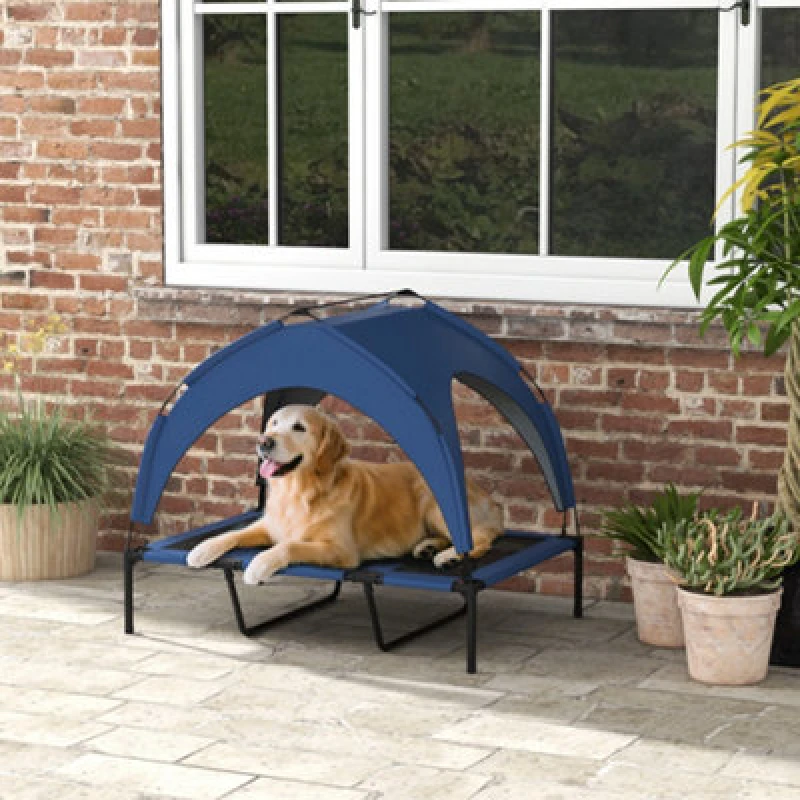 Image of PawHut Pawhut - Cooling Raised Dog Bed w/ Breathable Mesh, for l Dogs Blue 5056725506896
