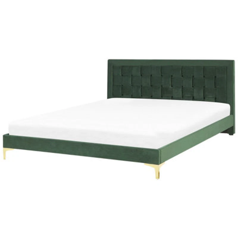 Image of Beliani Bed Velvet Limoux 180 X 200 Cm (Eu Super King) Dark Green