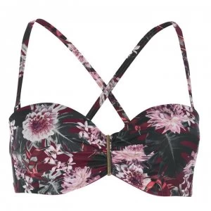 Image of Dorina Nido Bandeau Bikini Top - DRKREDFLORAL132
