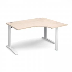 Image of TR10 Right Hand Ergonomic Desk 1400mm - White Frame maple Top