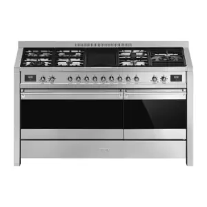 Image of SMEG Opera 150cm Dual Fuel Range Cooker with Electric Griddle - Stainless Steel