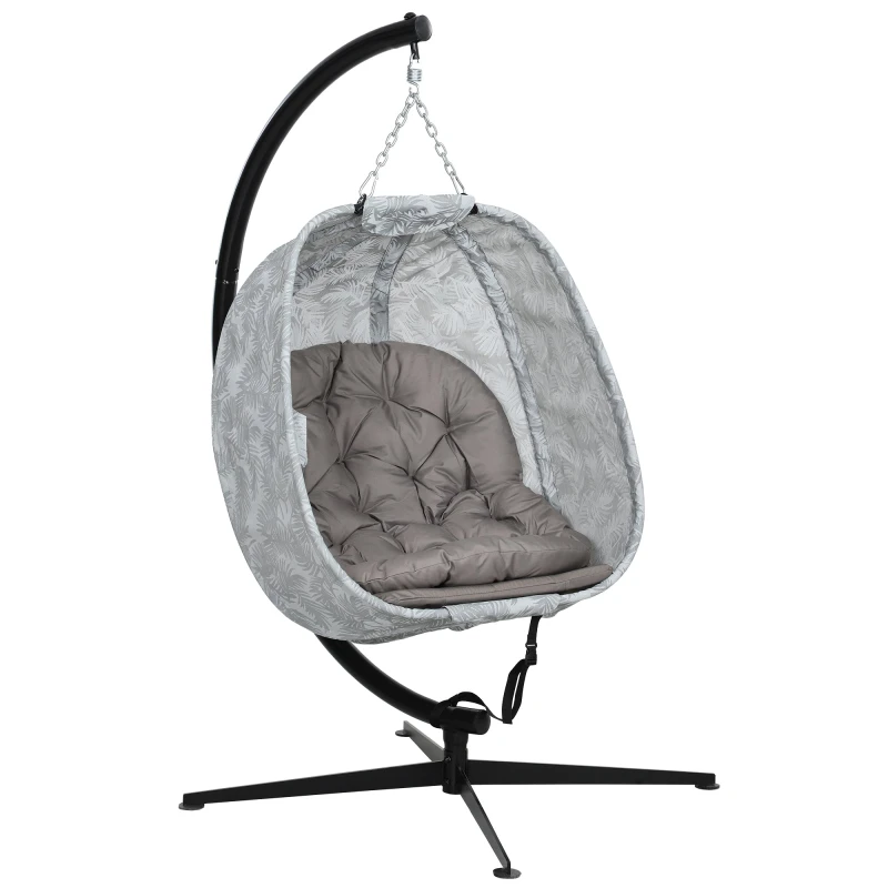 Image of Outsunny Hanging Egg Chair Outdoor Indoor Swing Chair - Folding Basket - Sand - Sand brown TJ Hughes 5063603215160