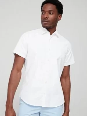 Image of BOSS Rash 1 Short Sleeve Oxford Shirt, White, Size L, Men