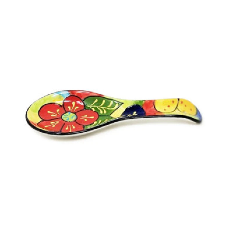 Image of Verano Spanish Ceramics Classic Spanish Hand Painted Pattern Kitchen Dining Spoon Rest (L) 26Cm Floral