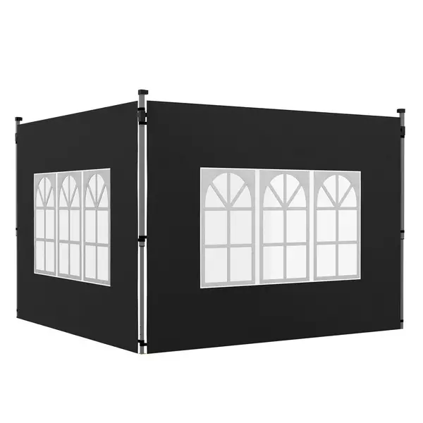 Image of Outsunny 2x Gazebo Side Panels for 3x3m or 3x4m - Black