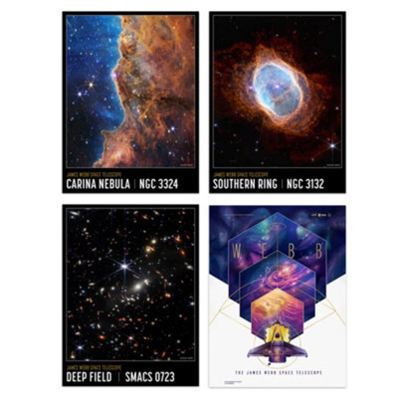 Image of Artery8 Wall Art Print Set Of 4 Nasa James Webb Telescope Images Cosmic Cliffs Carina Nebula Southern Ring Nebula Deep Field