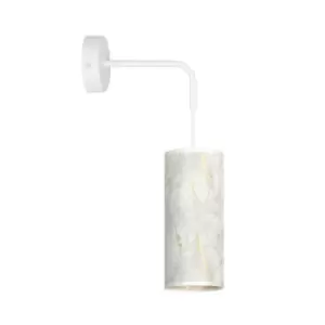 Image of Karli White Wall Lamp with Shade with White Fabric Shades, 1x E14