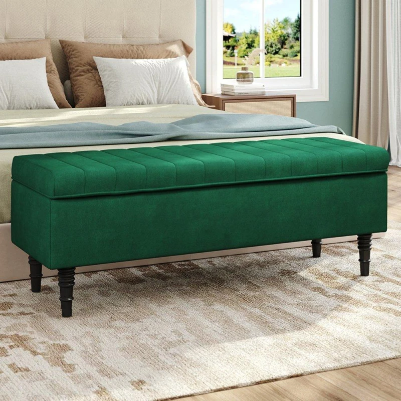 Image of Kabinet UK Velvet Ottoman & Entryway Bench Green unisex One size