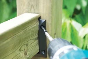 Image of Wickes Deck Railing Kit Hanger Brackets - 97 x 61mm Black Pack of 2