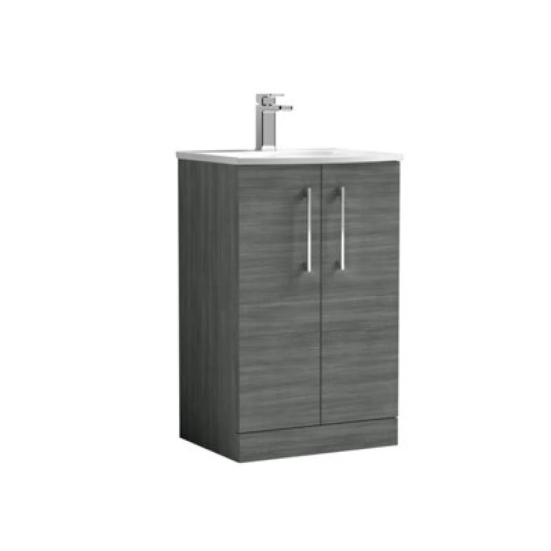 Image of Balterley Bathroom 2 Soft Close Door Floor Vanity & Basin, Anthracite, 500mm in Grey Grey Unisex