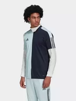 Image of adidas Tiro Half & Half Jersey, Blue, Size L, Men