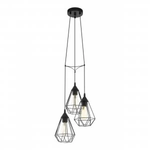 Image of EGLO ES/E27 Tarbes Black Pendant Light 3x60W - 94191