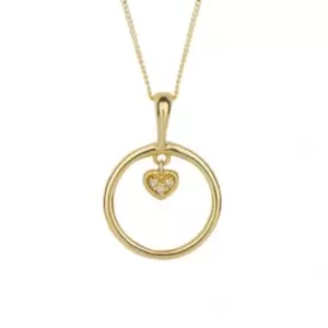 Image of Yellow Gold Open Circle with Diamond mini Heart Pendant GP2338