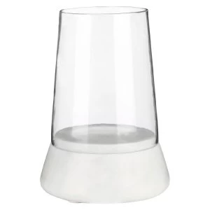 Image of Premier Housewares Sena Hurricane Candle Holder - White Marble/Glass