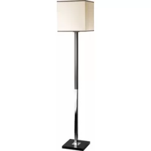 Image of Amelia Floor Lamp With Square Fabric Shade Wenge, 1x E27