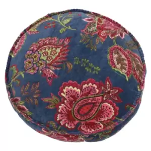 Image of Malisa Paisley Round Cushion Smoke Blue