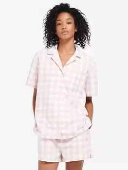 Image of Barbour Etta Check Short Pyjama Set - Pink, Size S, Women