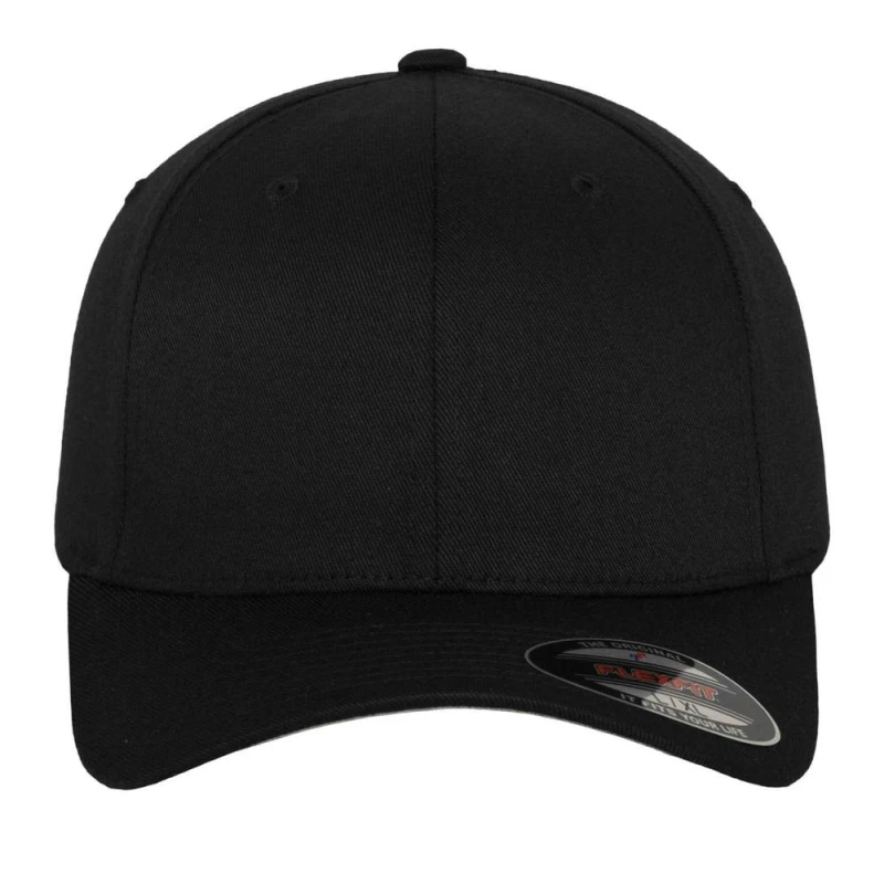 Image of Flexfit Mens Wooly Combed Baseball Cap in Black Size: 2XL Black Male 2XL