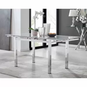 Image of Furniture Box Enna White Glass Extending Four To Six Seater Dining Table