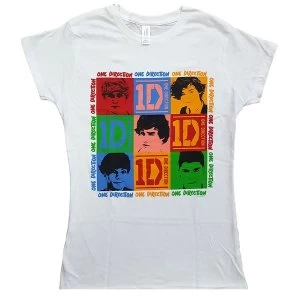 Image of One Direction - 9 Squares Ladies Medium T-Shirt - White