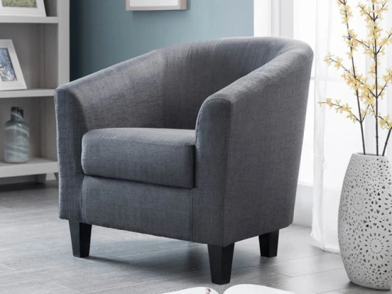 Image of Julian Bowen Hugo Slate Grey Fabric Tub Chair