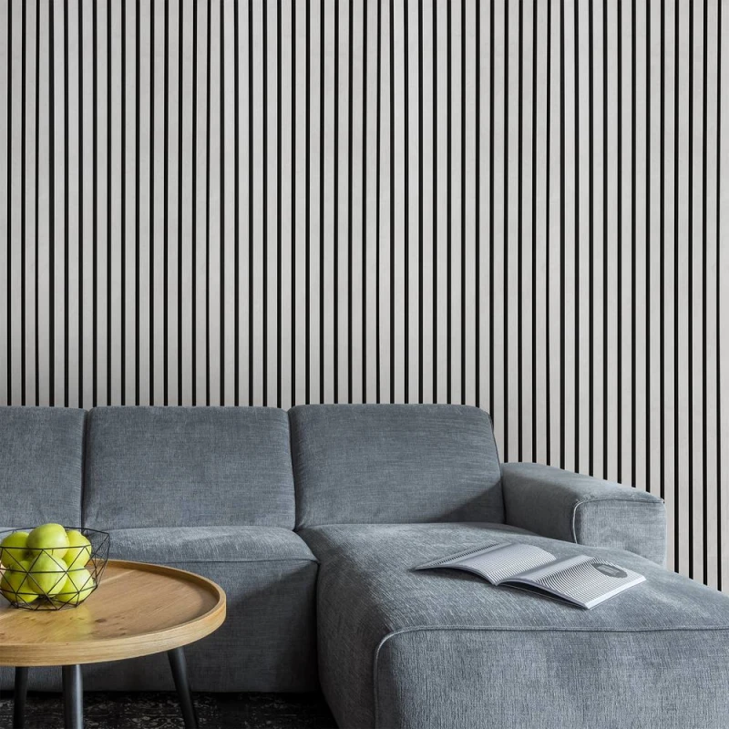 Image of Fuse Acoustic Wall Panels Acoustic Wooden Wall Panel in Concrete Effect, 2.4m x 0.6m in Grey Grey Unisex