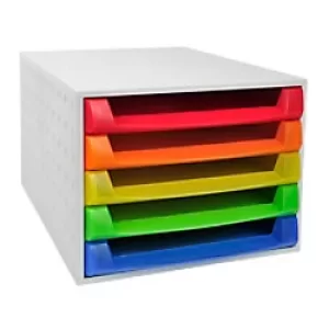 Image of Exacompta Drawer Unit with 5 Drawers The Box Plastic Assorted 28.4 x 38.7 x 21.8 cm