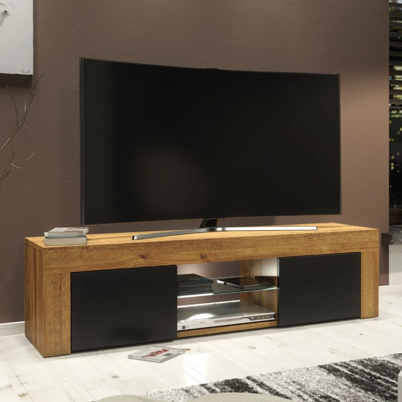 Image of Creative Furniture Creative Furniture Loom TV Unit 130cm - Minimalist Cabinet with Matte Finish & LED Lights in Brown Brown One Size Unisex 5060970908