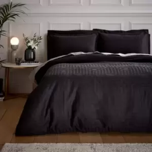 Image of Bianca Cotton 180 TC Geometric Black Bedding Set - Double