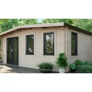 Image of Power Sheds 12 x 18ft Left Hand Door Apex Chalet Log Cabin