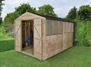 Image of Forest Garden 12X8 Apex Pressure Treated Overlap Wooden Shed With Floor - Assembly Service Included