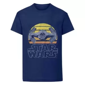 Image of Star Wars Unisex Adult Tie Fighter T-Shirt (S) (Blue)