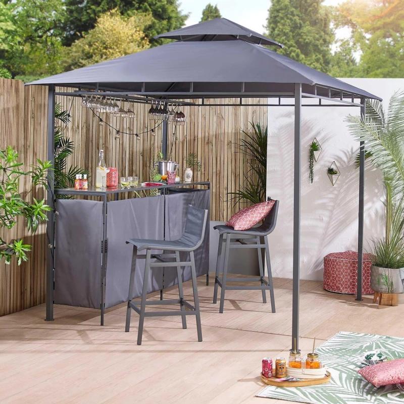 Image of Linea A Amsterdam Gazebo and Bar Set Grey unisex One Size