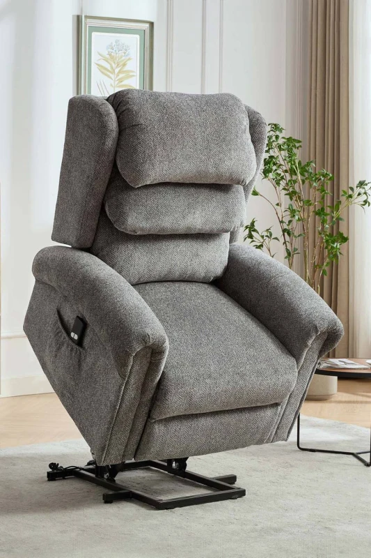 Image of More4homes Belvoir Grey Fabric Single Motor Mobility Rise Recliner Chair, Grey 5055744835642
