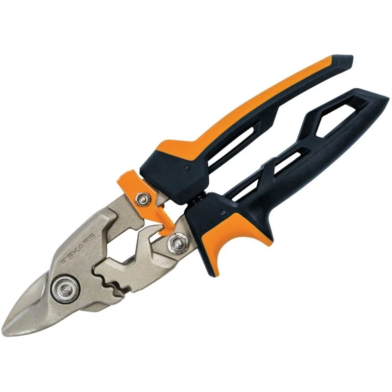 Image of Fiskars Fiskars PowerGear Bulldog Aviation Snips 10-inch (250mm) Heavy-Duty Cutting Tool for Sheet Metal and Fabrication fis1027212
