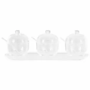Image of Gozo Set of 3 Condiment Pots with Spoons and Tray