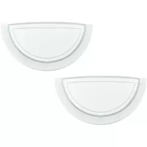 Image of 2 PACK Wall Light Colour White Shade White Clear Glass Painted Bulb E27 1x60W