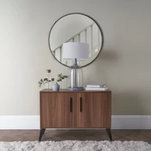 Image of Mauro Grey and Clear Table Lamp with Large Cool Grey Reni Shade