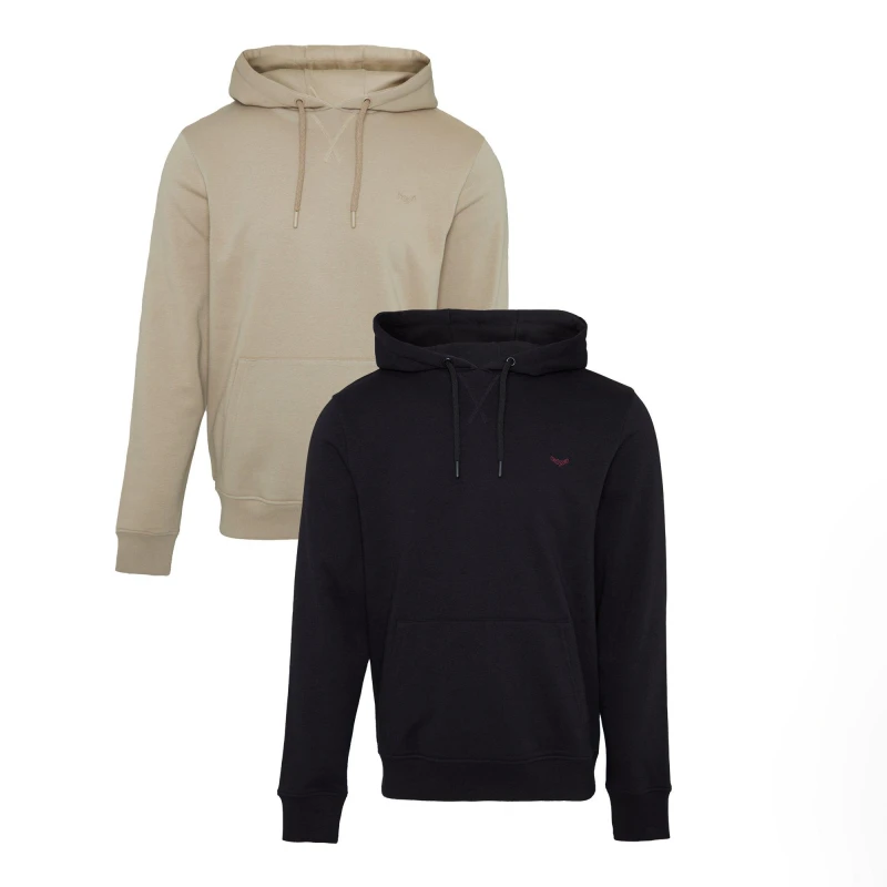 Image of Threadbare 2 Pack 'Clematis' Pullover Hoodies Black