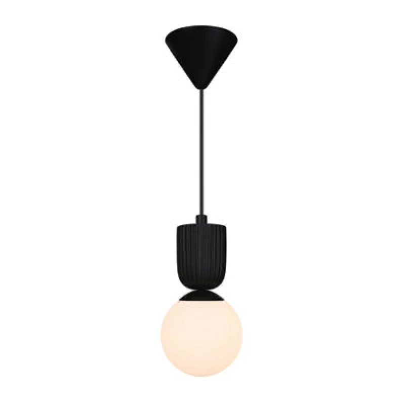 Image of Nordlux Sadie Ceramic Pendant Light Ribbed Black,mains